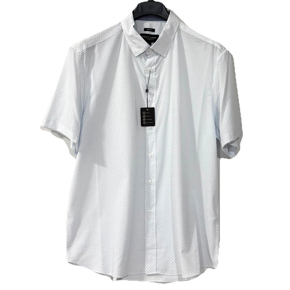 Pronto Uomo Shirt Mens XL Modern Fit Moisture Wicking Button Up Light Blue Top